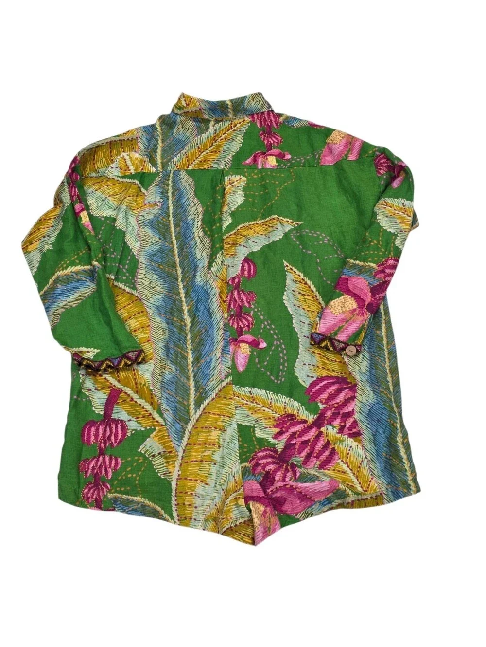Farm Rio Green Linen Printed Romper Size Large